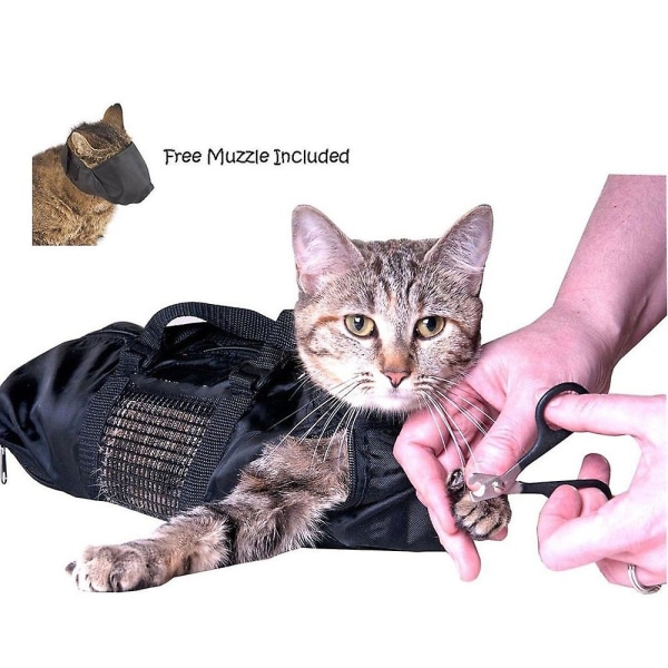 Heavy Duty Mesh Cat Grooming Badhållningsväska för att klippa naglar