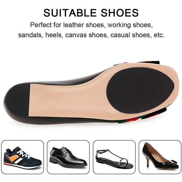 3 par skridsikre skopuder Klæbende skosålbeskyttere (sort)