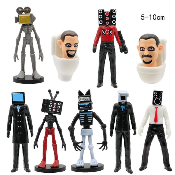 Skibidi Toilet Action Figures Set Fun Game Toilet Man Cameraman Speaker Cake Toppers Home Decor Toys Gifts