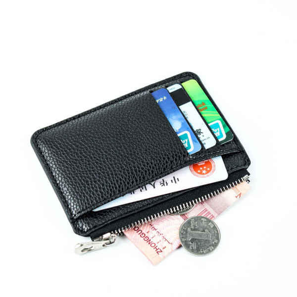 Ensfarget teksturert Pu-glidelåskortholder Minimyntpung menn lommebok