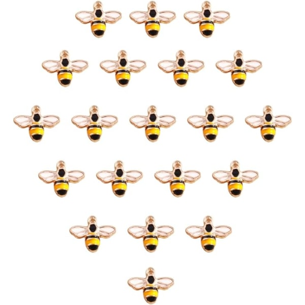20 stk Cute Bee Charms Emalje Legering Bee anheng sjarm for smykkefremstilling