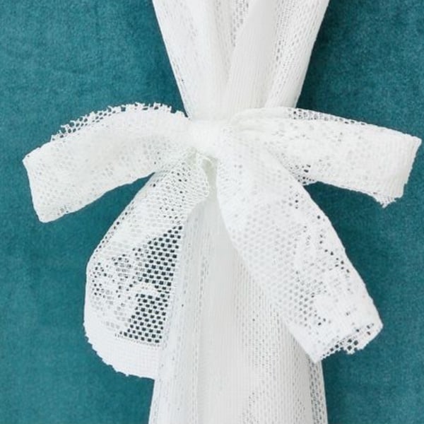 Vintage blondegardiner i blondert tyll, broderte blondegardiner Vindu