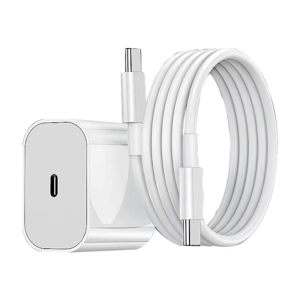 2 st iPhone snabbladdare USB-C 20W strömadapter med 1m kablar