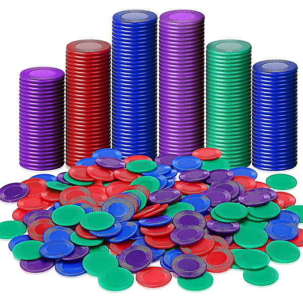 400 stykker plastik poker chips spillechips 4 farver tæller kort til spil tælle bingo gam
