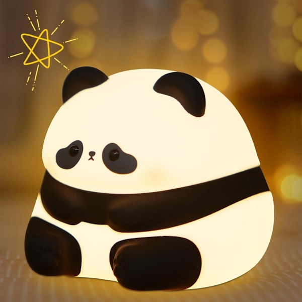 Söt pandalykta, djurlampa i mjuk silikon, med LED och touchfunktion, dimbar och med timer, bärbar