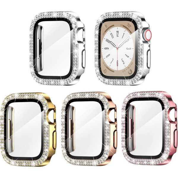 4-pakkaus Apple Watch Series 7- ja 8 -näytönsuojalle 45 mm Bling Case 4-Pack 3 4-Pack 3 45mm