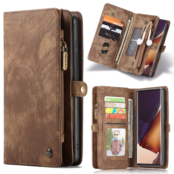 Läderfodral med dragkedja för iPhone 13 Pro brun brun brown