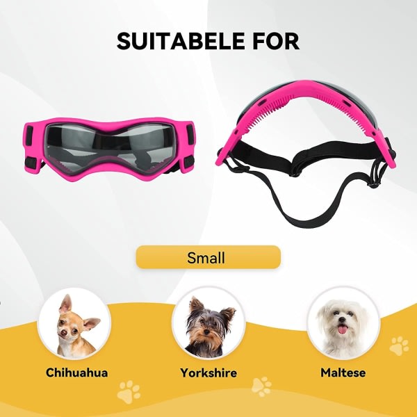 Hundebriller Liten rase, UV-beskyttelse Hundesolbriller Middels rase Hundebriller Vindstøvtette med justerbare stropper