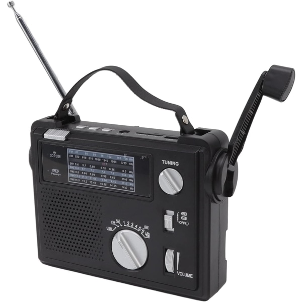 Handvevad Radio AM FM SW Multiband LED Nödradio med MP3-spelare U-disk Lagringskortplats