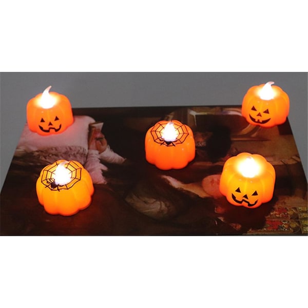 10 stk Halloween Led-stearinlys Gresskarlamper Sett For Halloween-dekorasjon