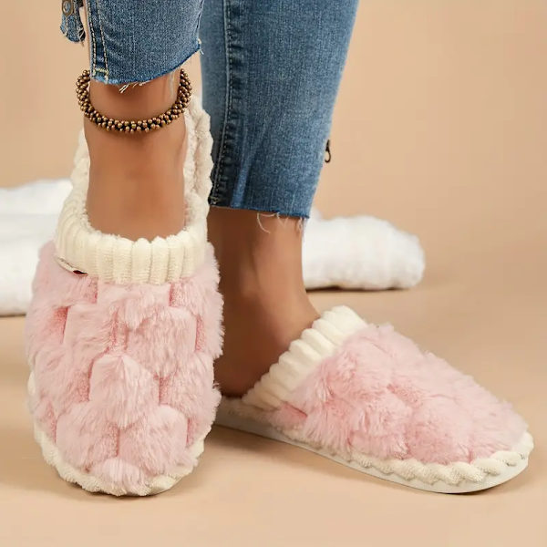 Vinterpels Lukkede Tå-Tøfler, Hyggelige & Varme Bløde Sål Slip-On Fuzzy Sko