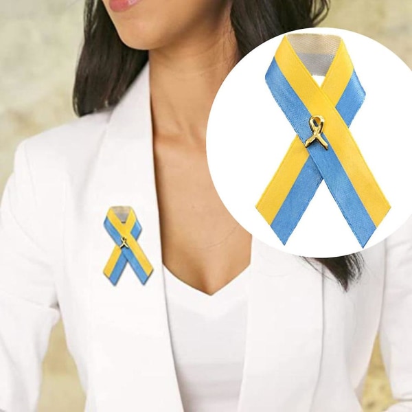 Ukraina Ribbon Pin Multipurpose Satin Ukrainsk Flagg Fredsknute Brosje
