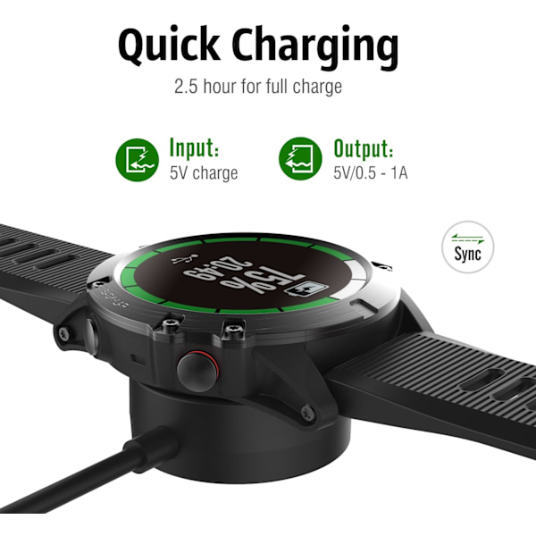 Oplader til Garmin-ure - Universal hurtigoplader Garmin Charging Cable - Round