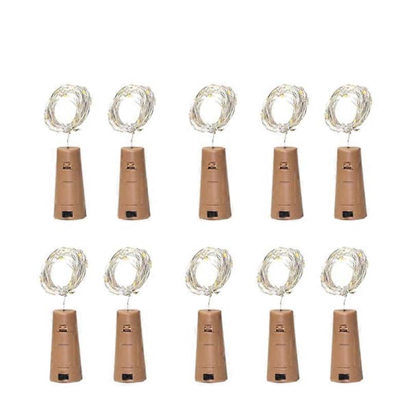 10-pack inklusive batteri LED vinflaskpropp koppartråd ljusslinga 2M 20LED atmosfär Dec