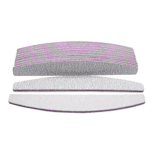 25 st/förpackning Nagelslipningsbuffertfiler 100/180 Korn Halvmåne Nagelfil Slipning Polering Manikyr Tillbehör Verktyg