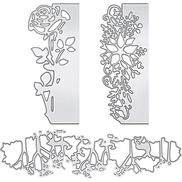 4 stykker skjærematriser Metal Craft Die Cuts Stencil Rose Metal Cutting Dies for DIY Scrapbooking Card Making