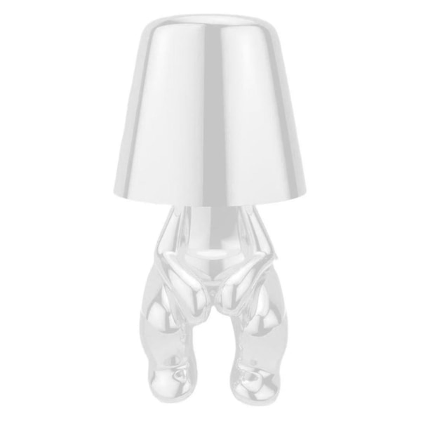 Bedside Touch-bordlampe, gull Thinker-lampe Skrivebordslampe Trådløs oppladbar bærbar dekorativ nattbordslampe med USB-lading -ge sølv silver hrs
