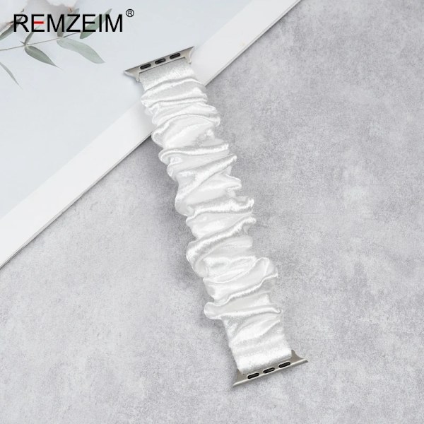 Elastisk Scrunchie-rem för Apple Watch-armband 44mm 40mm 42mm 41mm 38mm 45mm 49mm Ultra Armband IWatch Kvinnor 8 7 6 5 4 SE Vit White 38mm 40mm 41mm