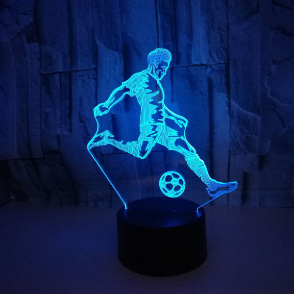 Fotboll 3D-lampa, LED nattlampa med illusionseffekt, 7 färger, beröringskontroll, USB-driven skrivbordslampa