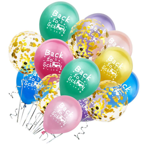15 kpl värikkäitä ilmapalloja juhlailmapallosisustus Takakoulun ilmapallo koulujuhlailmapallo (12x6x0,1cm, värikäs Gloden)