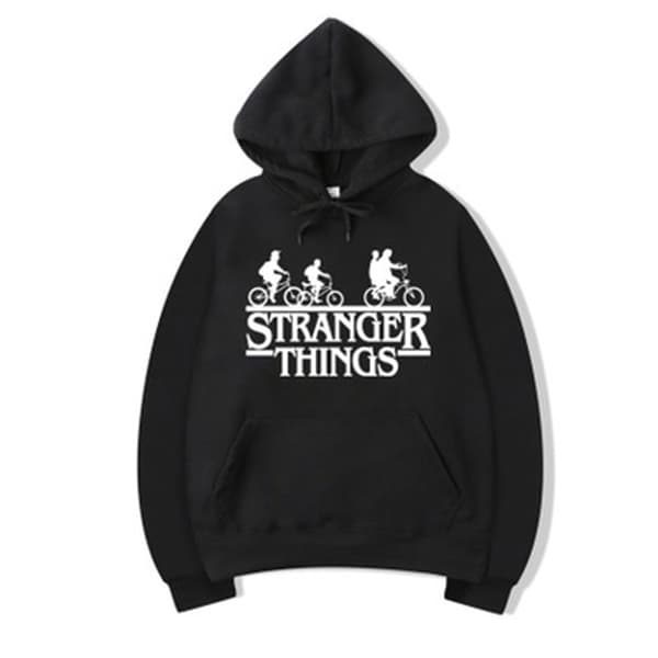 Stranger Things Trykte Hettegensere Belte sweatshirts Kvinner - Svart Black S
