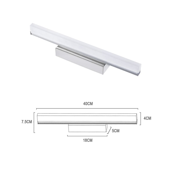 LED-speilbelysning 8w Bad Vegglampe Nøytral Hvit 4000k Moderne Badbelysning 800lm 40cm Ikke dimbar