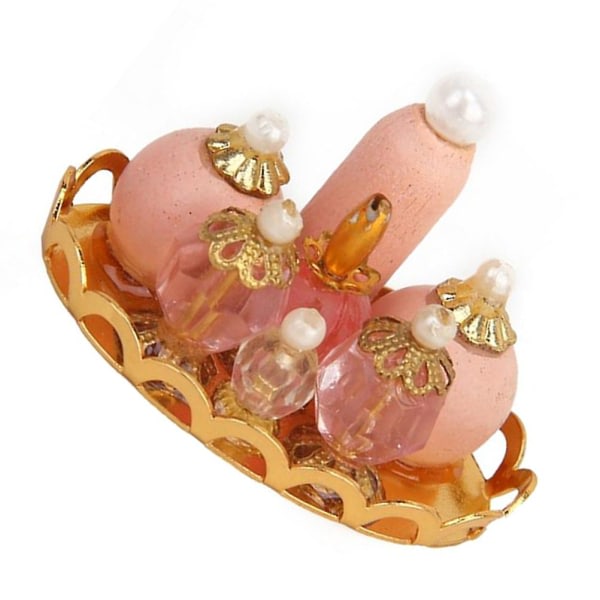 Goldendoodle Ornament Wood Decor Miniatyyri Mini House Asusteet Vintage Fairy Cabinet Miniatyyri hajuvesi (M, Pinkki)