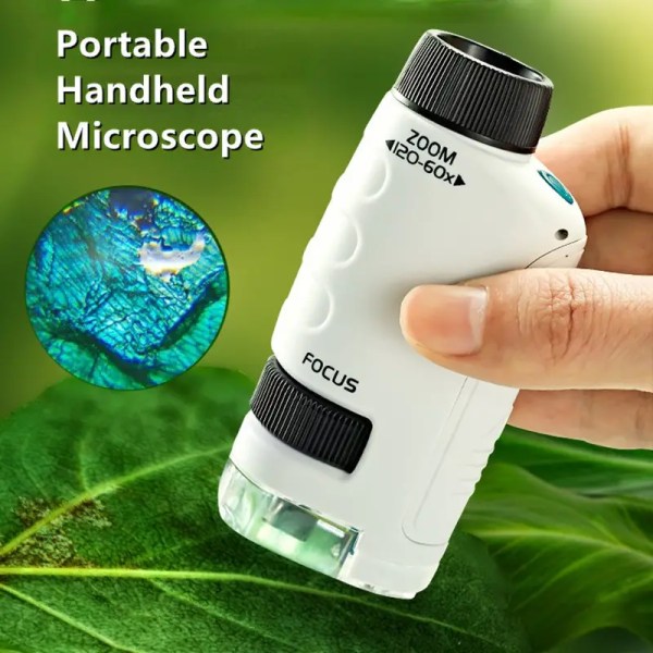 Pedagogisk mini håndholdt lommemikroskop for barn - 60-120x forstørrelse