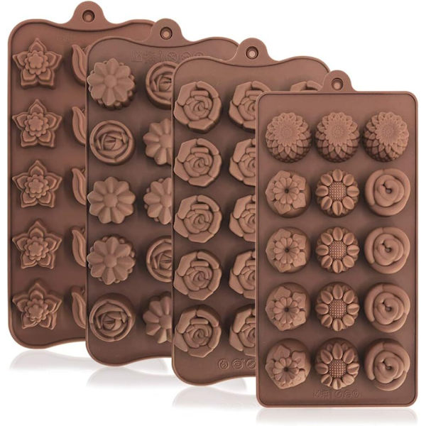 4-pak Blomsterformede Silikoneforme til Chokolade og Slik