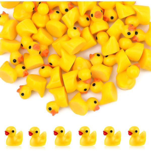 120 st Mini Resin Duck Dekoration, Micro Duck Mini Resin Duck (gul)