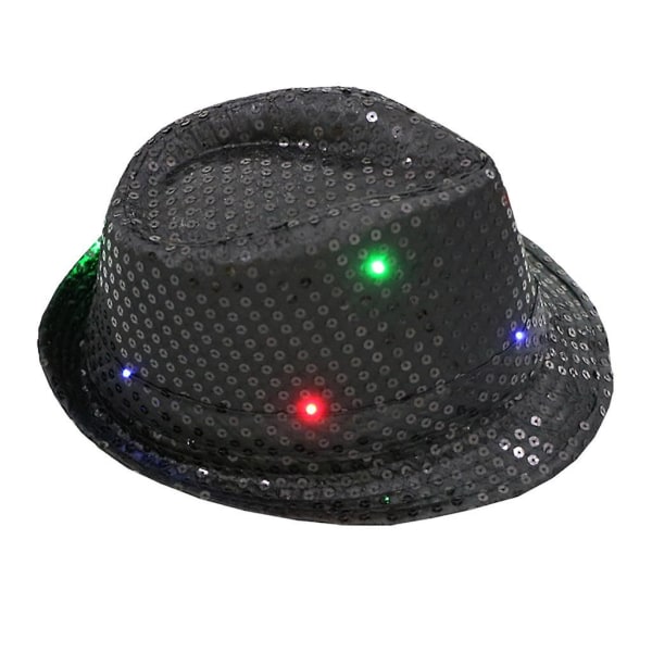 Blinkende lyser op Led Farverige pailletter Unisex Masquerade Dance Party Hat