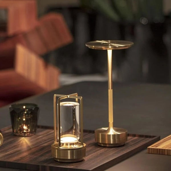 Trådløs Berøringsbordlampe Oppladbar Dimbar Metall Stemningslys Nattlys Sengelampe Gull