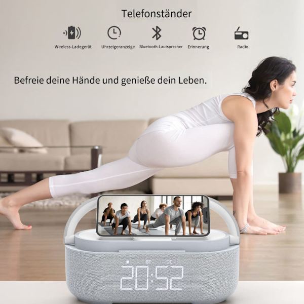 Radiovækkeur Digital med Trådløs Oplader Smart Vækkeur