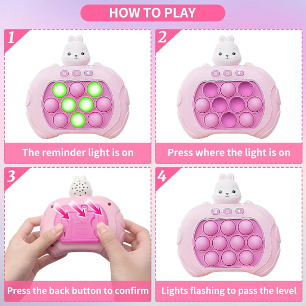 Popspel Sensoriska Fidgetleksaker för barn, upp fidget popper spel Tryck Bubbla Mönster Popping Spel, Pop it Spel Sensoriska Leksaker för Barn och Vuxna - Rosa