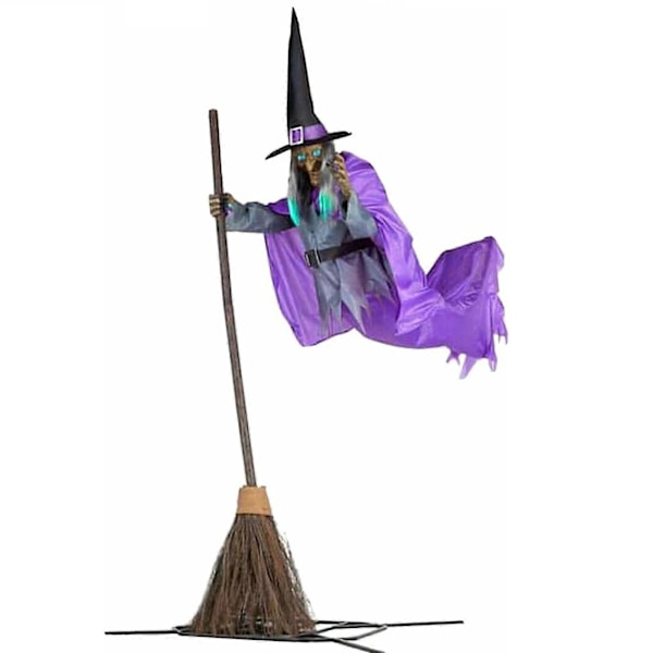 Halloween Dekoration Utomhus - 12 fot Animerade Flytande Häxa Animatronics Ljud Dekoration för Trädgård Gräsmatta Gräsmatta Utomhus
