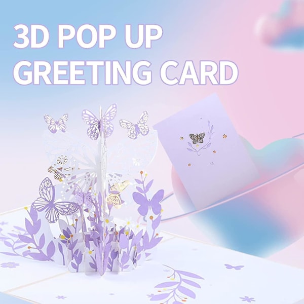 Butterfly 3D Pop Up -onnittelukortti - äitienpäivälahjakortti - syntymäpäiväkorttilahja