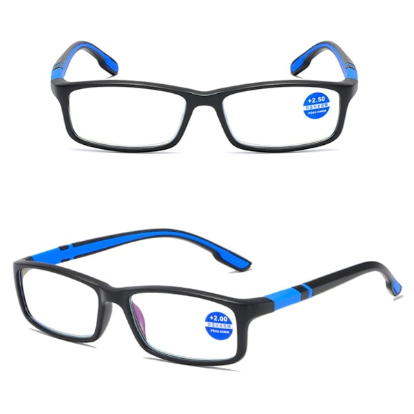 Anti-blått ljus läsglasögon Avlånga glasögon BLÅ STYRKA Blu Blue Strength 350