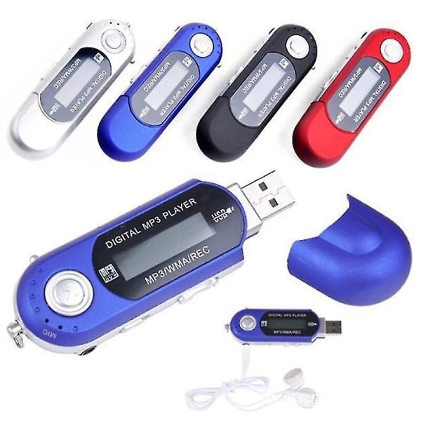 USB MP3-spelare Bärbar Musikspelare Digital LCD-skärm 4 GB Lagring FM-radio Multifunktionell MP3-musikspelare USB-minne K1kf, röd-WELLNGS