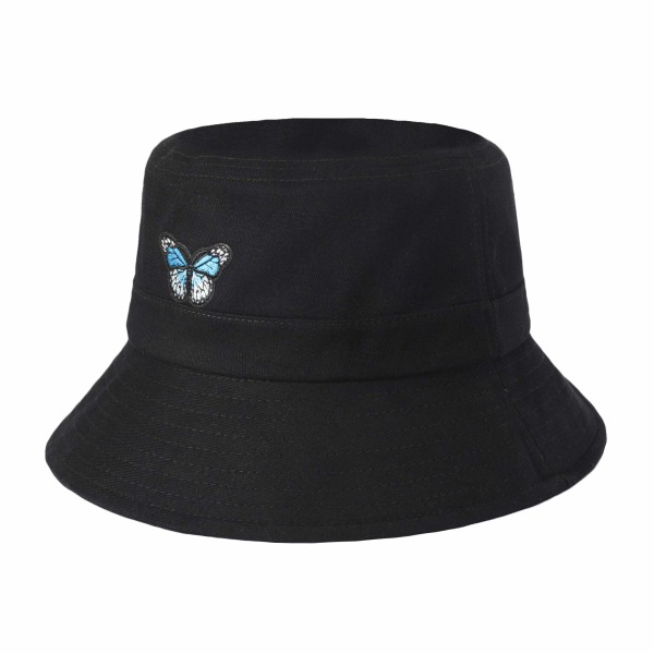 Unisex Fashion Brodeerattu Bucket Hat Summer Fisherman Cap miehille Naiset Teinit musta