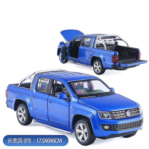 1/30 metalliseos Die Valettu Amarok Pickup Malli Lelu Auto Simulointi Ääni Valo Vedä takaisin Kokoelma Kuorma-autot Lelut Ajoneuvot lapsille Blue