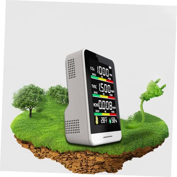 CO2-detektor med digital sensor, luftpartikeltester, fugtmåler, analysator, luftkvalitetsmonitor, kuldioxid hvid sensor