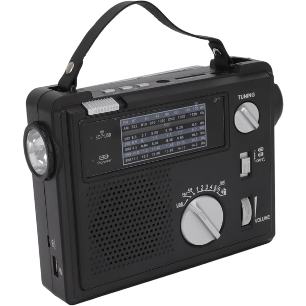 Handvevad Radio AM FM SW Multiband LED Nödradio med MP3-spelare U-disk Lagringskortplats
