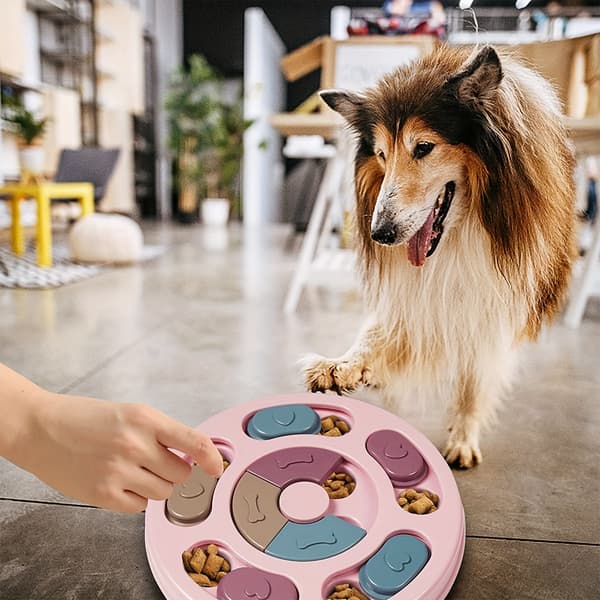 Interaktivt Puslespil Foderlegetøj til Hunde Fremmer Langsom Spisning Mental Stimulation Underholdning Motion Blue