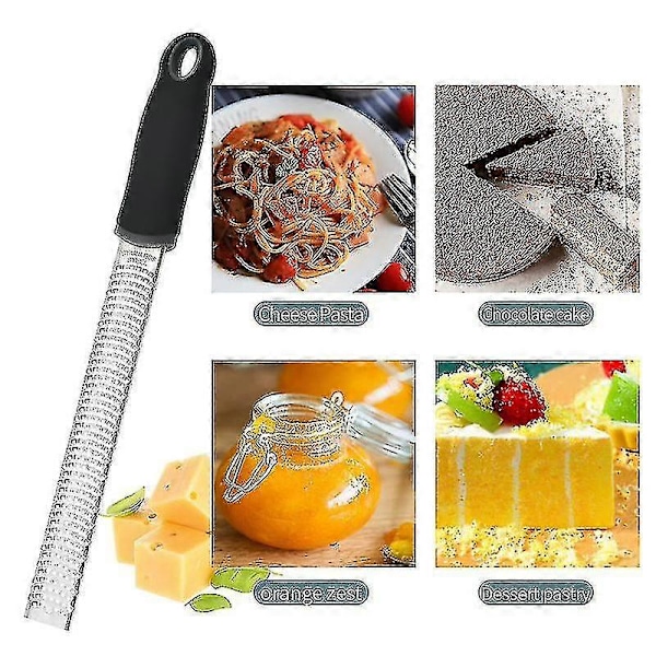 Microplane Zester Rivejern i Sort Farve til Citrus, Parmesan, Ingefær, Chokolade og Muskatnød med Fint Blad