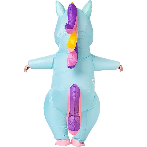 Oppustelig Enhjørning Fuld Enhjørning Oppustelig Dragt Deluxe Halloween Kostume Voksen Størrelse (Blå)
