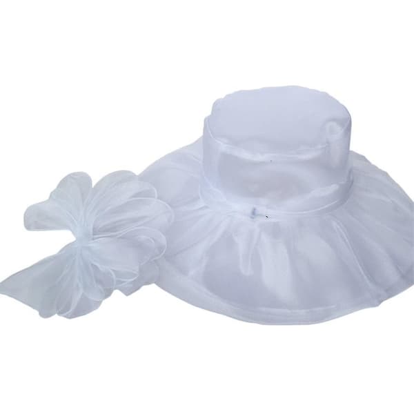Dam Kentucky Derby Hatt Med Organzablomma För Kyrkbröllop Style B white