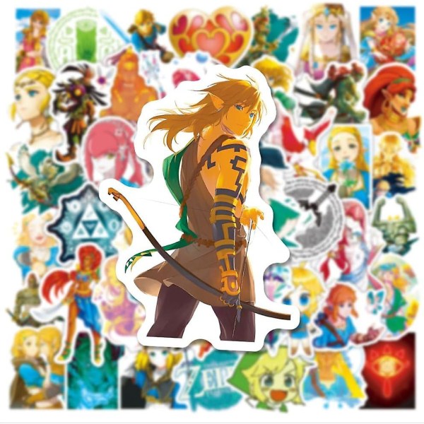 Legend of Zelda Tears Of The Kingdom -pelitarrat, 50 kpl vinyyli-vedenpitäviä tarroja kannettavalle tietokoneelle, puskurille, rullalaudalle (Tears Of The Kingdom)