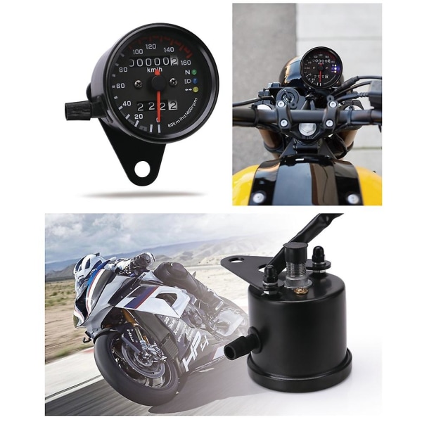 Motorsykkel speedometer 12V kilometerteller med LED-indikator Dual Speed Meter