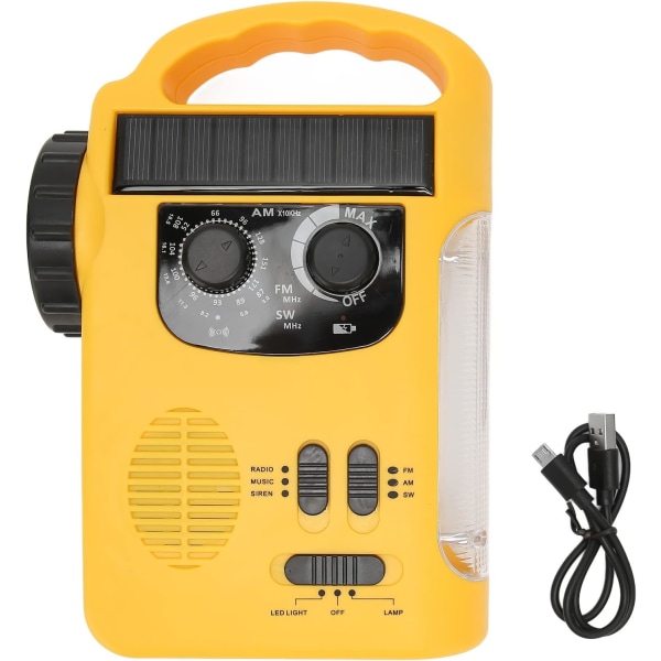 Handvev Solar Radio, AM FM SW Emergency Radio med LED-ficklampa Läsljus MP3-spelare