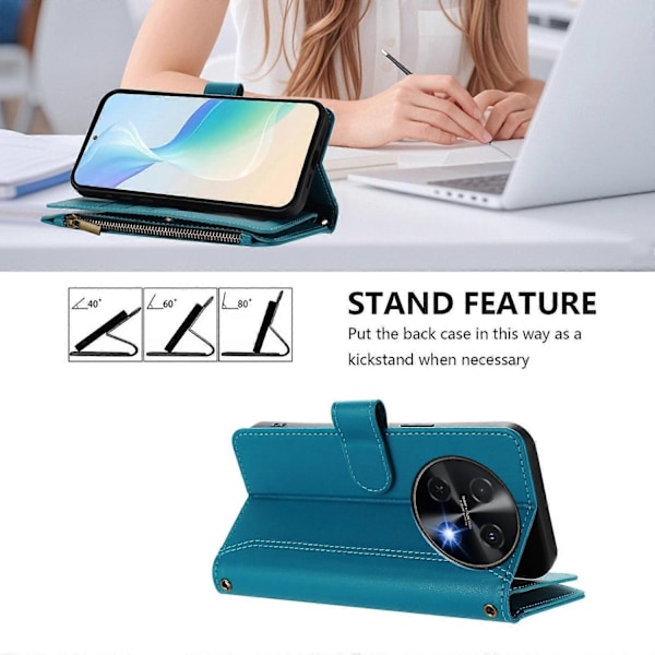 Yhteensopiva magneettisuljettavan 9 korttipaikan vetoketjullisen nahkakotelon kanssa ja rannehihnalla - Perfect_xx For Huawei nova 12i 4G Global